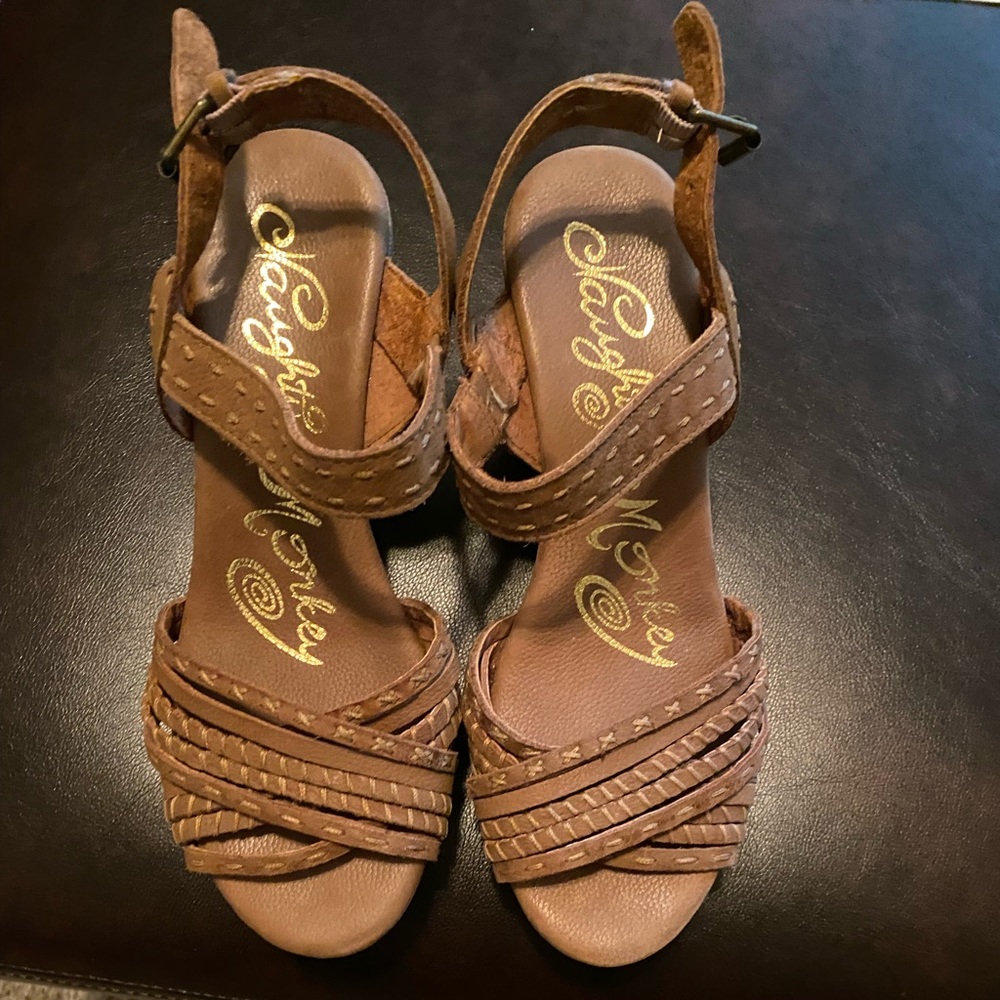 Brown Wooden Platform Wedges